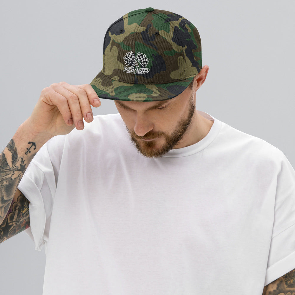 Camo Checkered Flag Snapback Hat